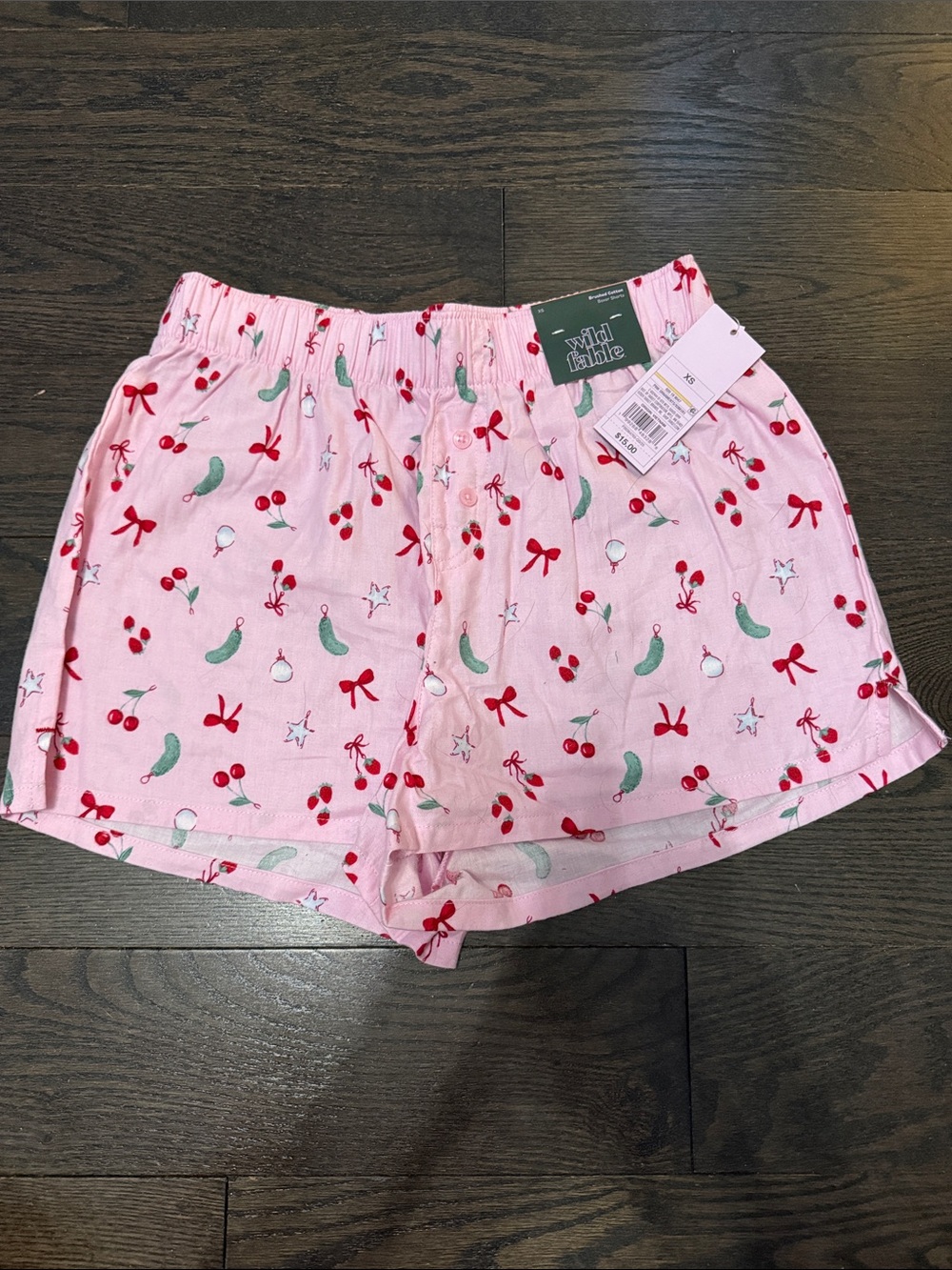 wild fable Pink Cherry & Bow Print Sleep Shorts